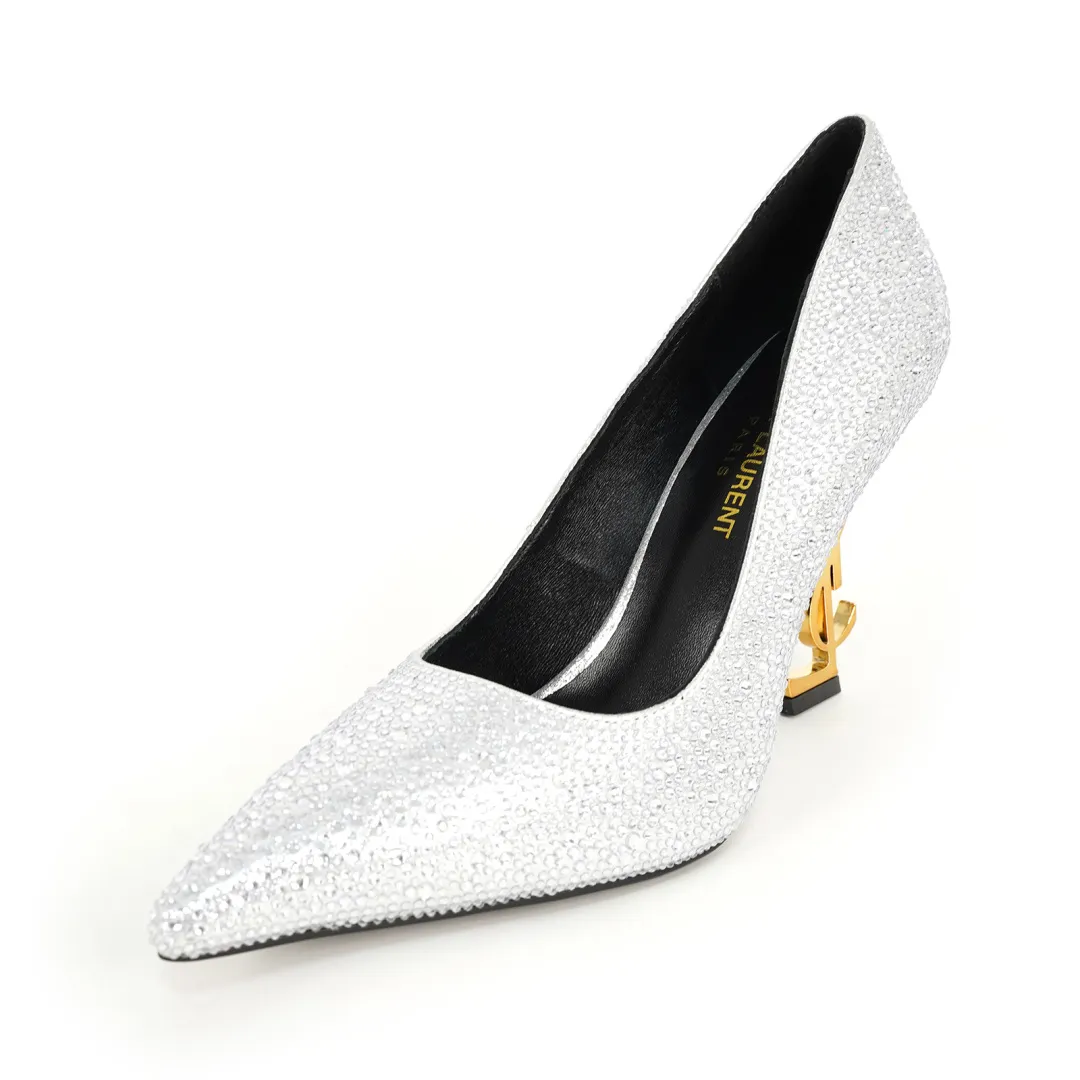 👟👟Ex-factory price 600👟👟 [Saint Laurent] YSL letter metal heels. Fabric: Cow patent leather/cow leather. Sheepskin lining/foot pads, Italian leather outsole. The letter heel is cast from ultra-high-strength steel. Heel height: 10.5CM and 8.5M two heel heights. Size 35-42 (42 is custom-made and cannot be returned or exchanged).